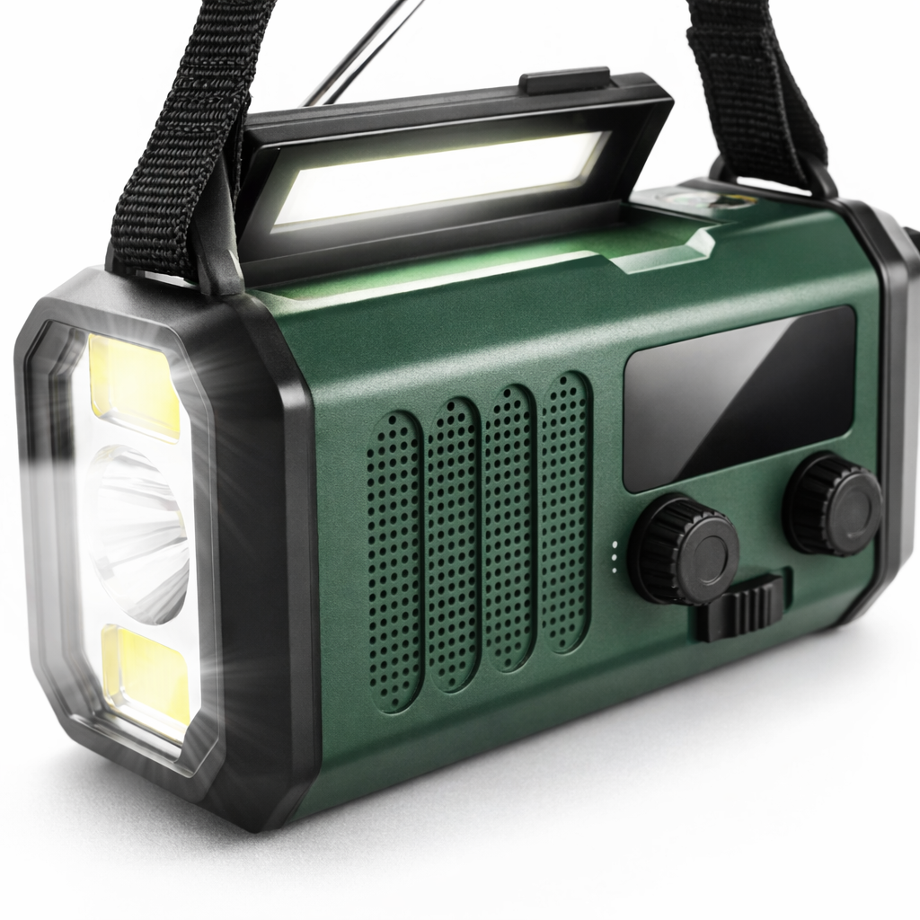 Noodradio met crankvoeding en zaklamp LED-licht Solar USB SOS-waarschuwing voor overleving buitenshuis