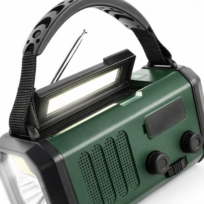 Noodradio met crankvoeding en zaklamp LED-licht Solar USB SOS-waarschuwing voor overleving buitenshuis
