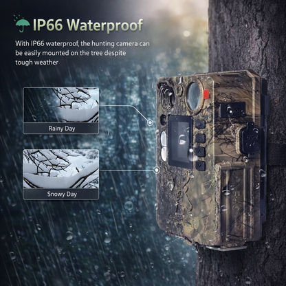 BolyGuard Trail Camera BG410-D 37MP 4K HD Solar Optioneel Dubbele flits Nachtzicht (940nm IR + witte LED) Jacht- en wildlifecamera