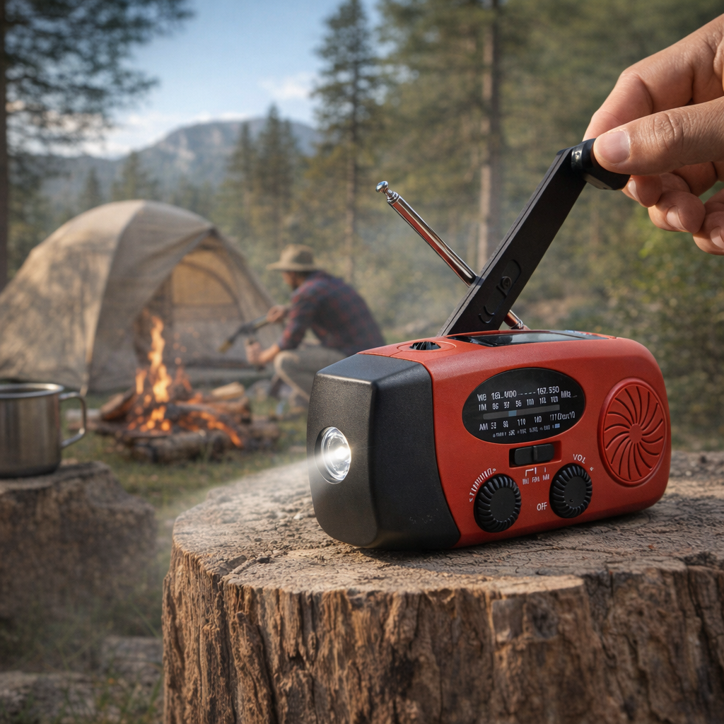 Multifunctionele draagbare handaangedreven stroomopwekker, noodradio, zonne-led-zaklamp, rampenpreventie, FM NOAA powerbank
