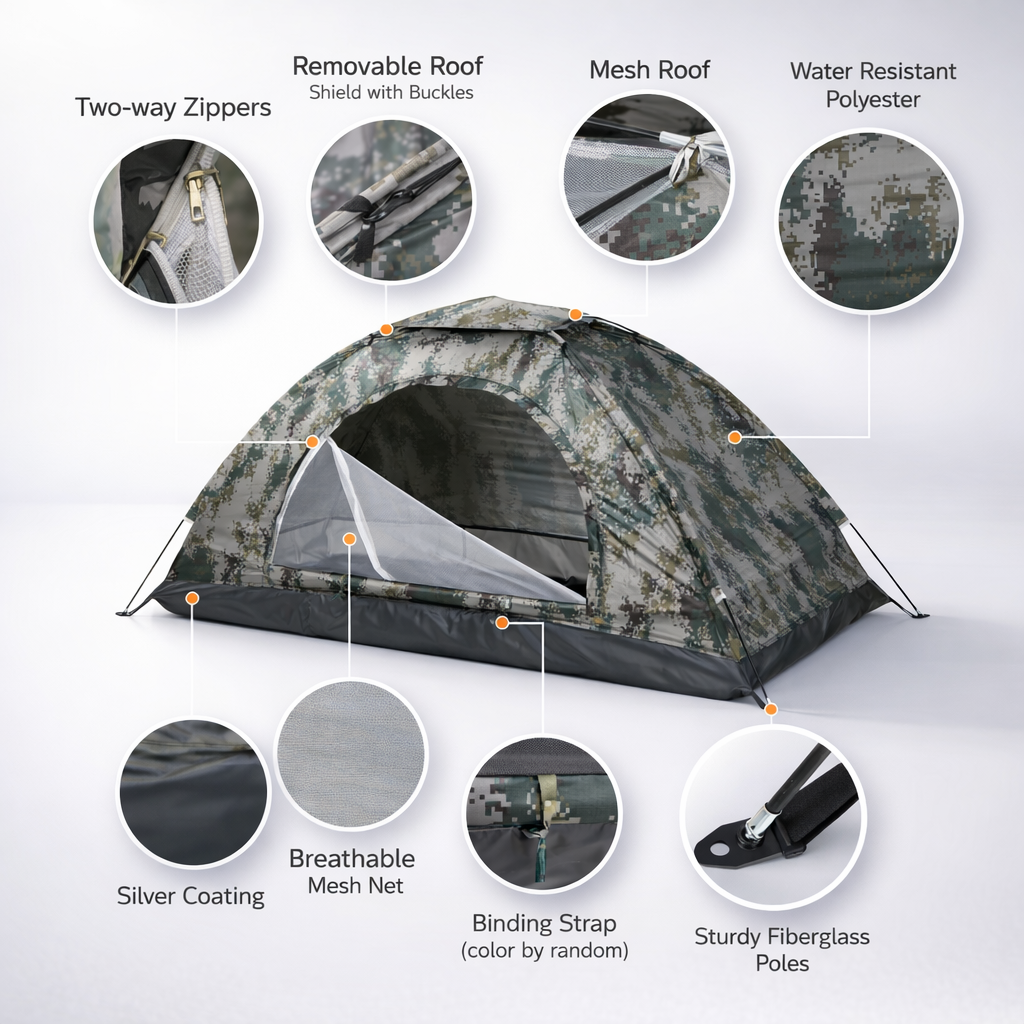 Ultralight Camping Tent Single Layer Draagbare Tent Anti-Uv Coating Upf 30 + Voor Outdoor Strand Vissen