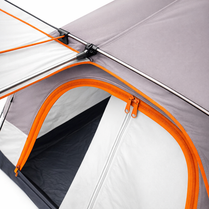 Familiecampingtent voor 2-4 personen, zonnescherm, waterdichte tent met PU-coating, vestibule en klamboe, geventileerde draagbare tent met 3 deuren