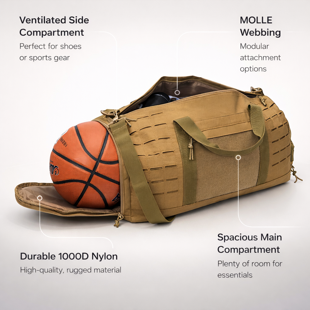 40L Sport Sporttas Tactische Reistas Voor Mannen Fitness Trainingstas Met Schoen Basketbal Outdoor Weekender Zakken