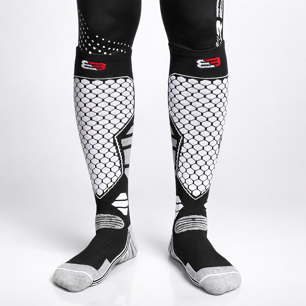 3 Pairs Men's Winter Thick Warm Breathable Hiking Ice Skating Skiing Knee-High Outdoor Sports Socks - EU 39-45, US 6.5-11.5, UK 6-11