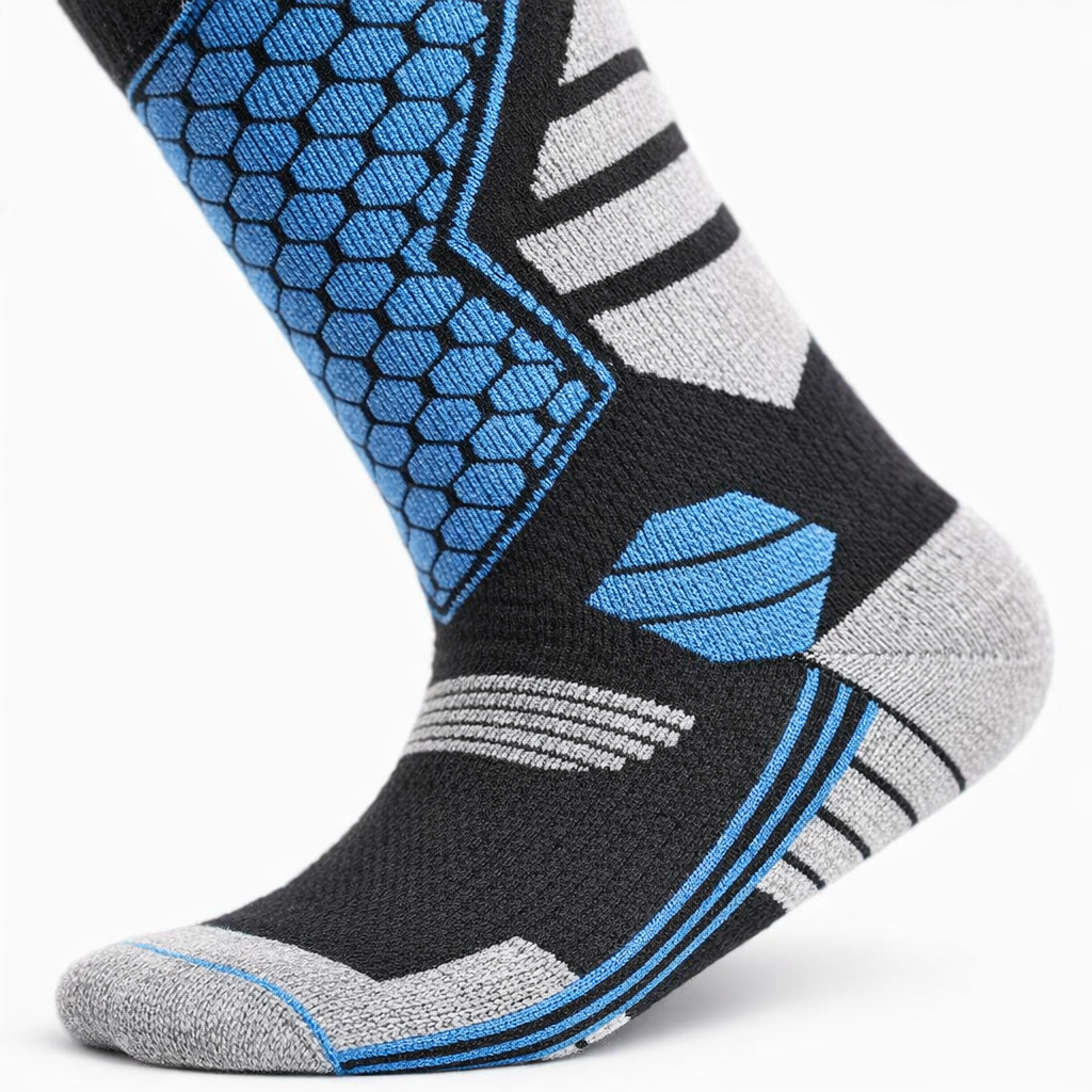 3 Pairs Men's Winter Thick Warm Breathable Hiking Ice Skating Skiing Knee-High Outdoor Sports Socks - EU 39-45, US 6.5-11.5, UK 6-11