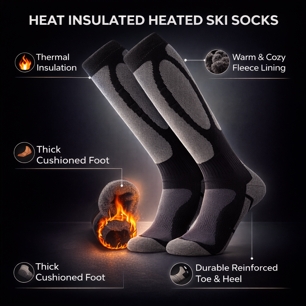 One Pair of Winter Thermal Socks for Skiing And Snowboarding, Suitable for Both Men And Women, Designed for Outdoor Sports And Hiking, Featuring Cushioned Terry Towel Bottoms