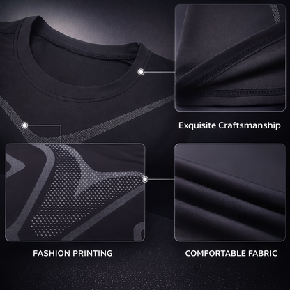 Men's 2pcs Thermal Fleece Compression Shirt & High-Stretch Breathable Leggings Set - Perfect for Winter Sports & Outdoor Activities, Round Neck Long Sleeve Top with Tight-Fit Pants