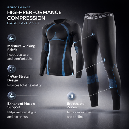 Autumn And Winter Fleece-Lined Ski Suit Base Sports Suit Two-Piece Set Men'S Running Gym Clothes Autumn And Winter Warm Fleece-Lined Tight Equipment Morning Run Night Run Ski Training Autumn And Winter Sportswear