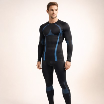Autumn And Winter Fleece-Lined Ski Suit Base Sports Suit Two-Piece Set Men'S Running Gym Clothes Autumn And Winter Warm Fleece-Lined Tight Equipment Morning Run Night Run Ski Training Autumn And Winter Sportswear