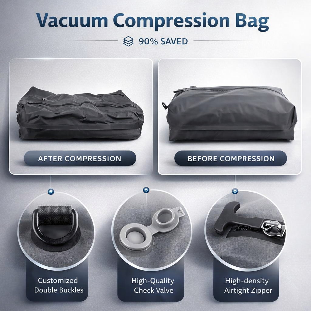 17L vacuümcompressietas met luchtpomp Herbruikbare reiskleding opbergtas Compressiebagagetas