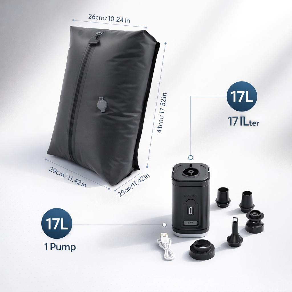 17L vacuümcompressietas met luchtpomp Herbruikbare reiskleding opbergtas Compressiebagagetas