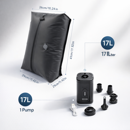 17L vacuümcompressietas met luchtpomp Herbruikbare reiskleding opbergtas Compressiebagagetas