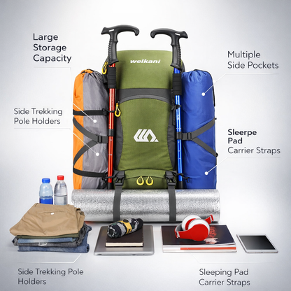 Hoge Capaciteit Multifunctionele Wandelrugzak Mannen Outdoor Sport Reizen Rugzak Tas Vrouwen 50l Wandelen Klimmen Vissen Rugzak