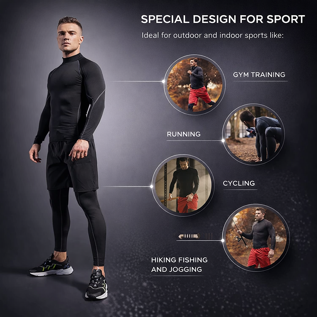 Heren Sport T-shirt Sneldrogend Bodybuilding Running Shirt Lange mouw Compressie Top Gym T-shirt Heren Fitness Strakke Rashgard