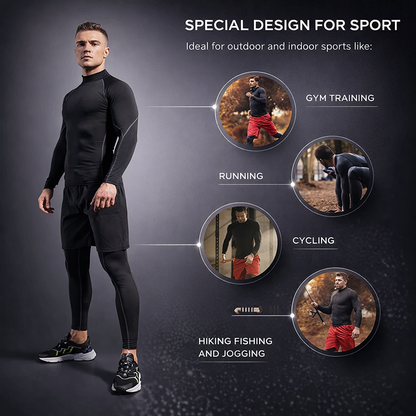 Heren Sport T-shirt Sneldrogend Bodybuilding Running Shirt Lange mouw Compressie Top Gym T-shirt Heren Fitness Strakke Rashgard