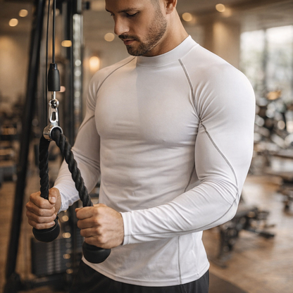 Heren Sport T-shirt Sneldrogend Bodybuilding Running Shirt Lange mouw Compressie Top Gym T-shirt Heren Fitness Strakke Rashgard