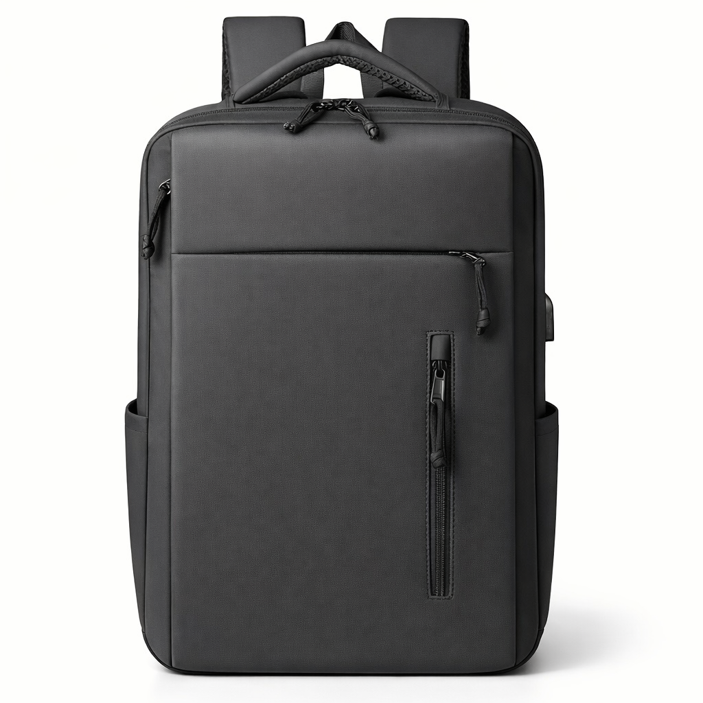 Large capacity solid color computer bag backpack, independent computer compartment, unisex multi-layer multi pocket multi zipper storage travel backpack, multi-functional casual practical handbag, suitable for vacation, business trip, commuting, etc