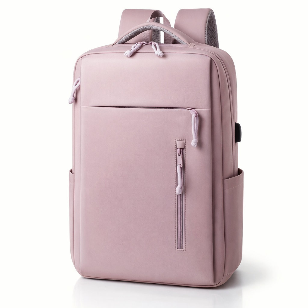 Large capacity solid color computer bag backpack, independent computer compartment, unisex multi-layer multi pocket multi zipper storage travel backpack, multi-functional casual practical handbag, suitable for vacation, business trip, commuting, etc
