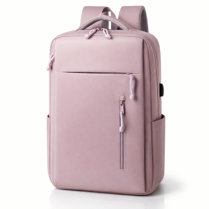 Large capacity solid color computer bag backpack, independent computer compartment, unisex multi-layer multi pocket multi zipper storage travel backpack, multi-functional casual practical handbag, suitable for vacation, business trip, commuting, etc