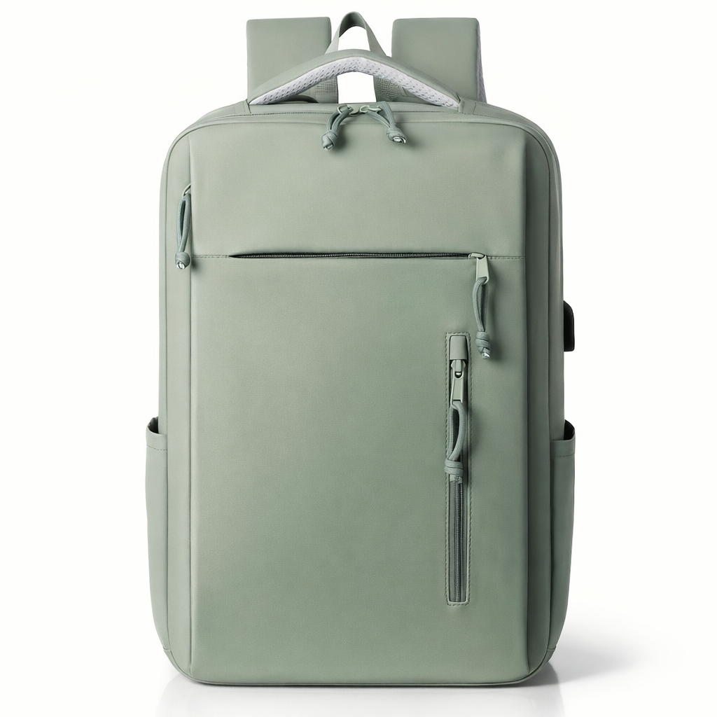 Large capacity solid color computer bag backpack, independent computer compartment, unisex multi-layer multi pocket multi zipper storage travel backpack, multi-functional casual practical handbag, suitable for vacation, business trip, commuting, etc