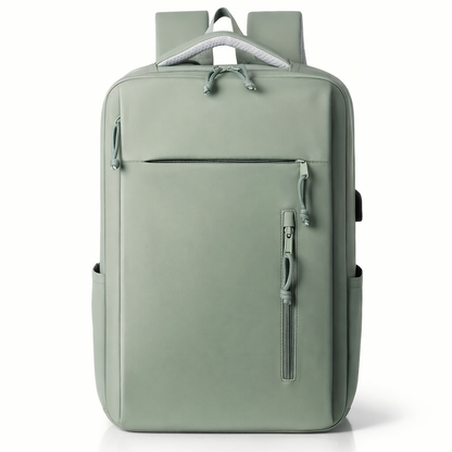 Large capacity solid color computer bag backpack, independent computer compartment, unisex multi-layer multi pocket multi zipper storage travel backpack, multi-functional casual practical handbag, suitable for vacation, business trip, commuting, etc