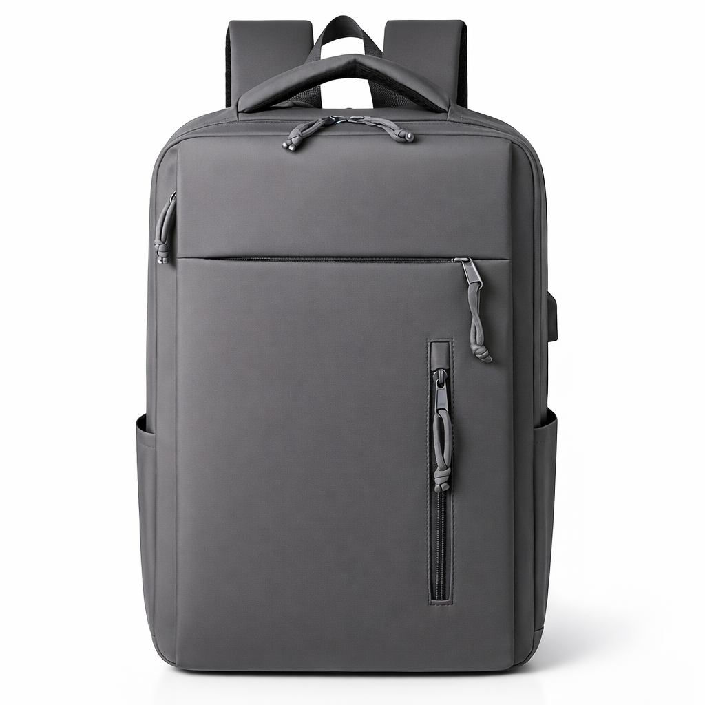 Large capacity solid color computer bag backpack, independent computer compartment, unisex multi-layer multi pocket multi zipper storage travel backpack, multi-functional casual practical handbag, suitable for vacation, business trip, commuting, etc