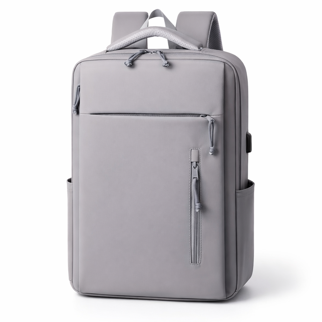 Large capacity solid color computer bag backpack, independent computer compartment, unisex multi-layer multi pocket multi zipper storage travel backpack, multi-functional casual practical handbag, suitable for vacation, business trip, commuting, etc