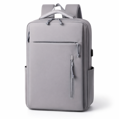 Large capacity solid color computer bag backpack, independent computer compartment, unisex multi-layer multi pocket multi zipper storage travel backpack, multi-functional casual practical handbag, suitable for vacation, business trip, commuting, etc