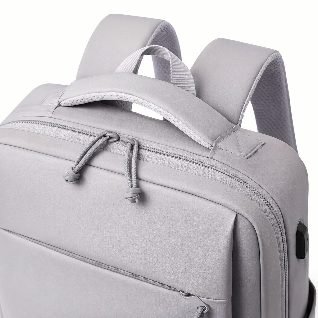 Large capacity solid color computer bag backpack, independent computer compartment, unisex multi-layer multi pocket multi zipper storage travel backpack, multi-functional casual practical handbag, suitable for vacation, business trip, commuting, etc