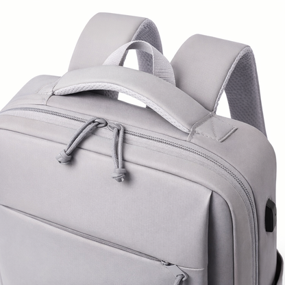 Large capacity solid color computer bag backpack, independent computer compartment, unisex multi-layer multi pocket multi zipper storage travel backpack, multi-functional casual practical handbag, suitable for vacation, business trip, commuting, etc