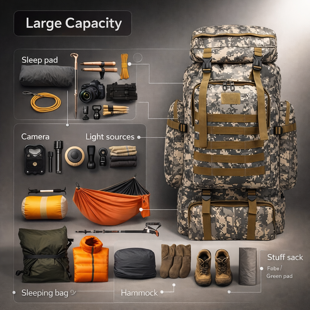 A Two-Part Ensemble, a Backpack for Hiking And Mountaineering