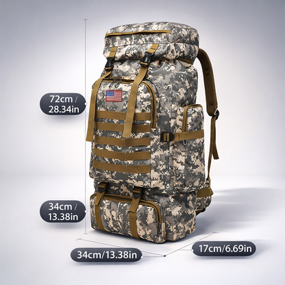 Tactical Backpack, Large Capacity Outdoor Hiking Bag with Adjustable Shoulder Straps, Camouflage Travel Shoulder Bag Men's Outdoor Training Backpack Multifunctional Backpack, Leisure Travel Hiking Backpack, Suitable for Fishing Mountaineering Camping