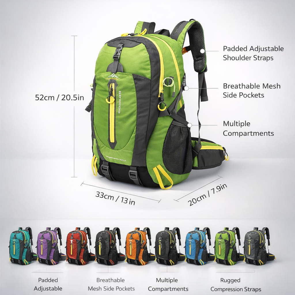 40L Durable Travel Backpack for Camping, Hiking, And Trekking - Suitable for Men And Women, Ideal for Carrying Laptop And Outdoor Gear