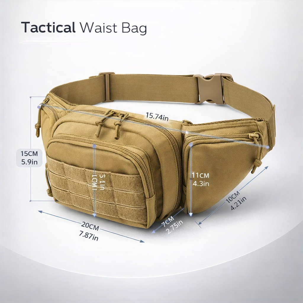 Men'S Tactical Waist Bag for Sports, Climbing, Camping, And Motorcycle Riding, Made of Nylon, Suitable for Tools And Everyday Use
