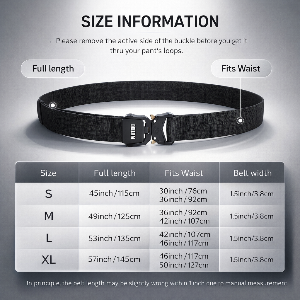 Quick Release Tactical Belt, Men's Working Belt Gun Belt Stretch Nylon Web Outdoor Training Belt for Hiking Hunting Sports