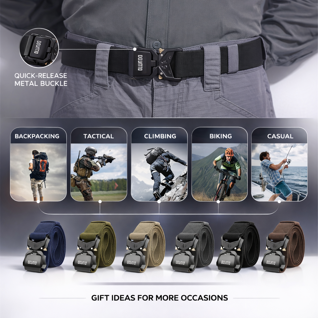 Quick Release Tactical Belt, Men's Working Belt Gun Belt Stretch Nylon Web Outdoor Training Belt for Hiking Hunting Sports