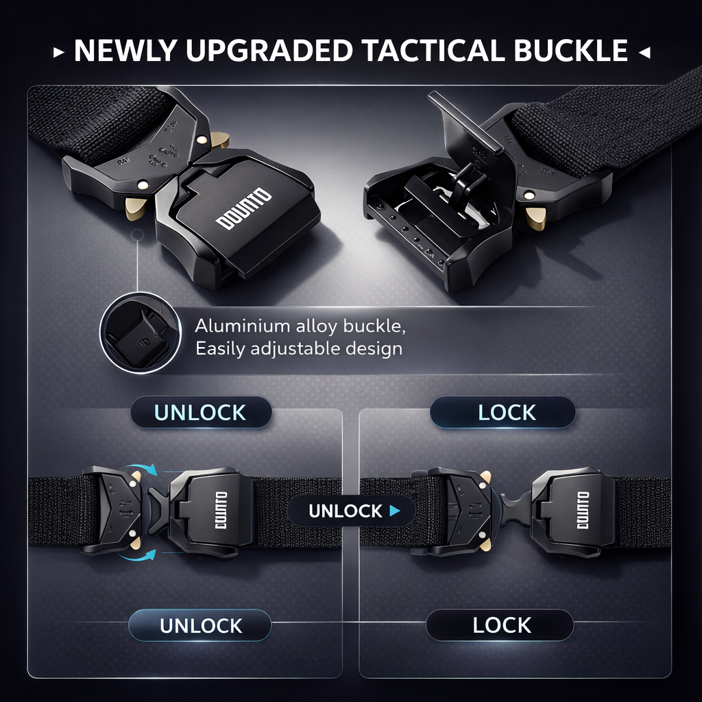 Quick Release Tactical Belt, Men's Working Belt Gun Belt Stretch Nylon Web Outdoor Training Belt for Hiking Hunting Sports
