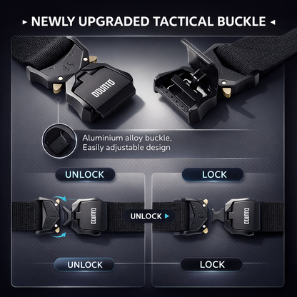 Quick Release Tactical Belt, Men's Working Belt Gun Belt Stretch Nylon Web Outdoor Training Belt for Hiking Hunting Sports