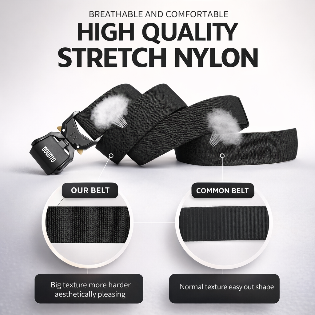 Quick Release Tactical Belt, Men's Working Belt Gun Belt Stretch Nylon Web Outdoor Training Belt for Hiking Hunting Sports