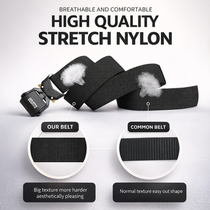Quick Release Tactical Belt, Men's Working Belt Gun Belt Stretch Nylon Web Outdoor Training Belt for Hiking Hunting Sports