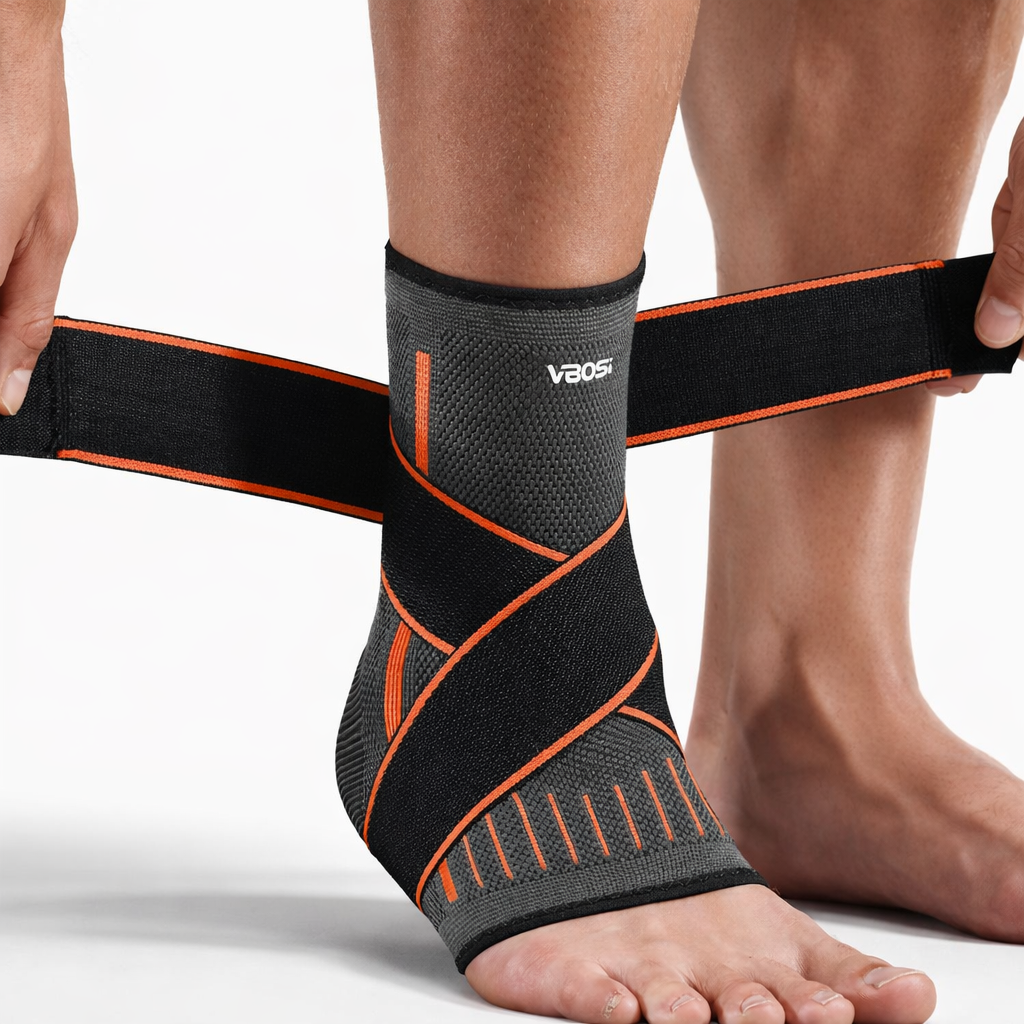 1-delige compressiemouw voor enkelbrace met verstelbare bandjes, steunzool en voetstabilisator