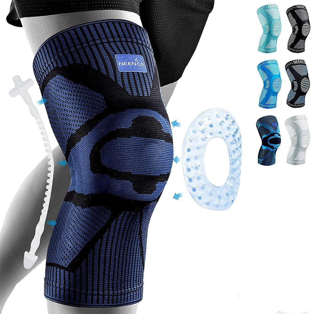 NEENCA Kniebrace Ondersteuning met Zijstabilisatoren Patella Gel Knie Compressie Mouw voor Kniepijn Meniscus Scheurblessure Herstel