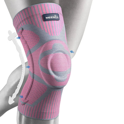 NEENCA Kniebrace Ondersteuning met Zijstabilisatoren Patella Gel Knie Compressie Mouw voor Kniepijn Meniscus Scheurblessure Herstel
