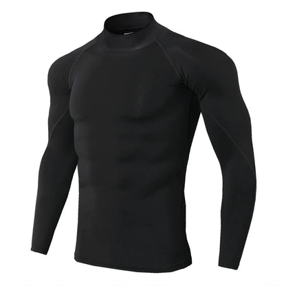 Heren Sport T-shirt Sneldrogend Bodybuilding Running Shirt Lange mouw Compressie Top Gym T-shirt Heren Fitness Strakke Rashgard
