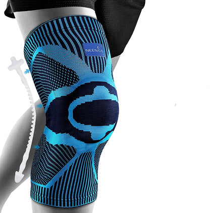 NEENCA Kniebrace Ondersteuning met Zijstabilisatoren Patella Gel Knie Compressie Mouw voor Kniepijn Meniscus Scheurblessure Herstel