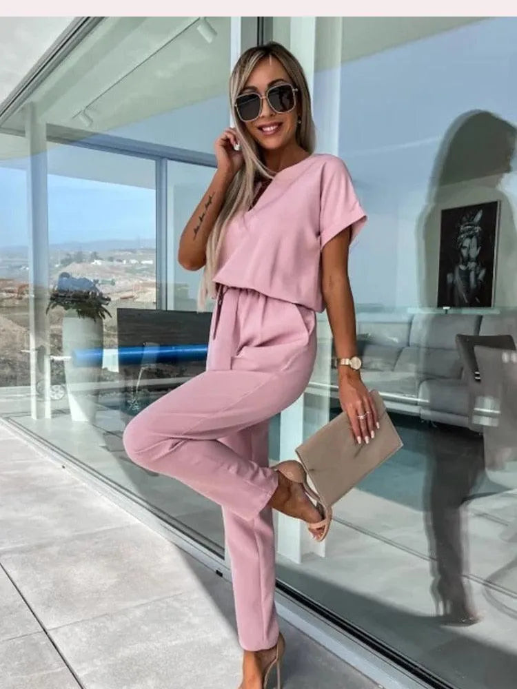 Stijlvolle Jumpsuit met Tailleband - Visconte