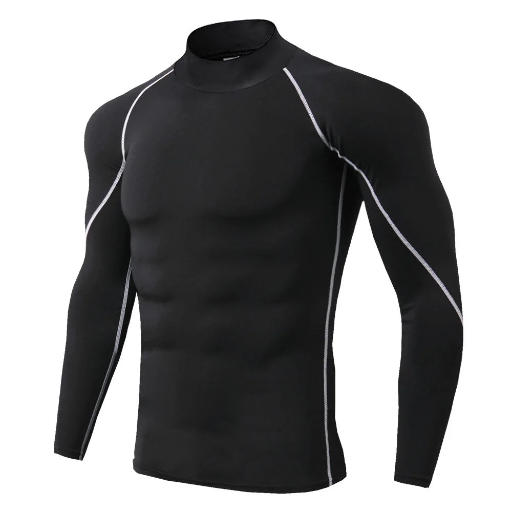 Heren Sport T-shirt Sneldrogend Bodybuilding Running Shirt Lange mouw Compressie Top Gym T-shirt Heren Fitness Strakke Rashgard