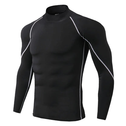 Heren Sport T-shirt Sneldrogend Bodybuilding Running Shirt Lange mouw Compressie Top Gym T-shirt Heren Fitness Strakke Rashgard