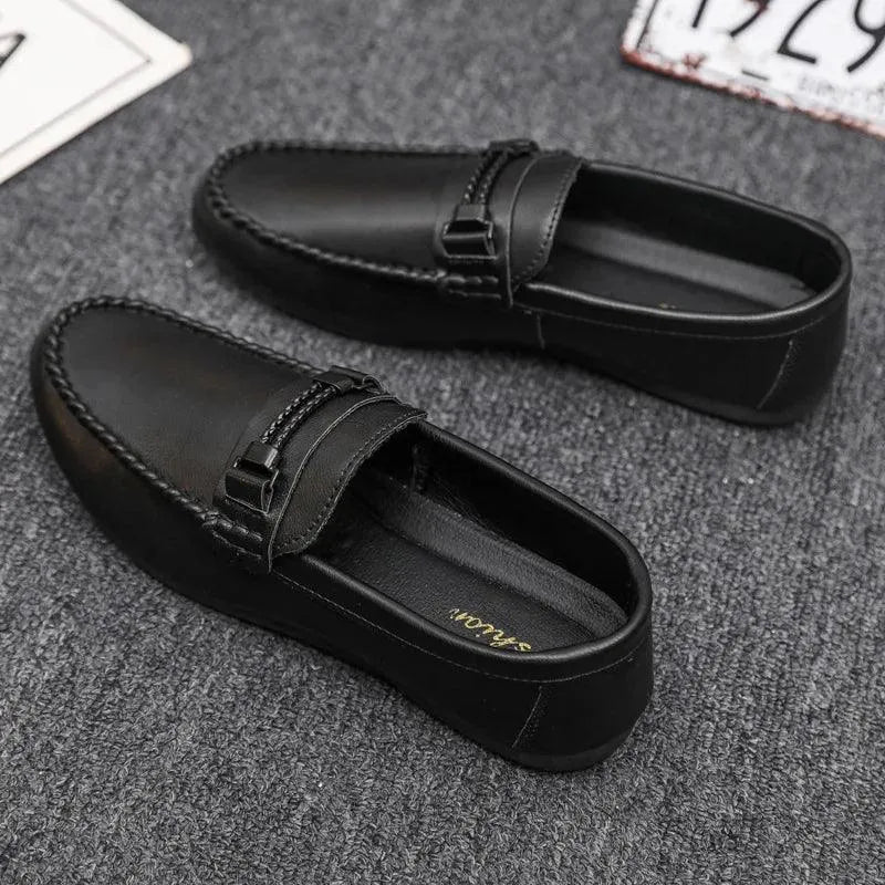 Men's Formal Summer Soft Sole Business Work Shoes Waterproof Lightweight Genuine Leather Men's Loafers Men's Flat Breathable - Visconte