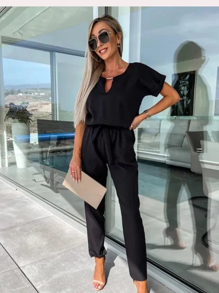 Stijlvolle Jumpsuit met Tailleband - Visconte